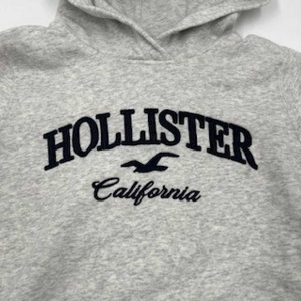 Hollister California Women Heather Grey Embroidered Logo Pullover Hoodie Small - Picture 5 of 10